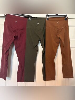 Lululemon Align Capri Leggings Size 2 Trio in Burgundy, Olive, and Rust